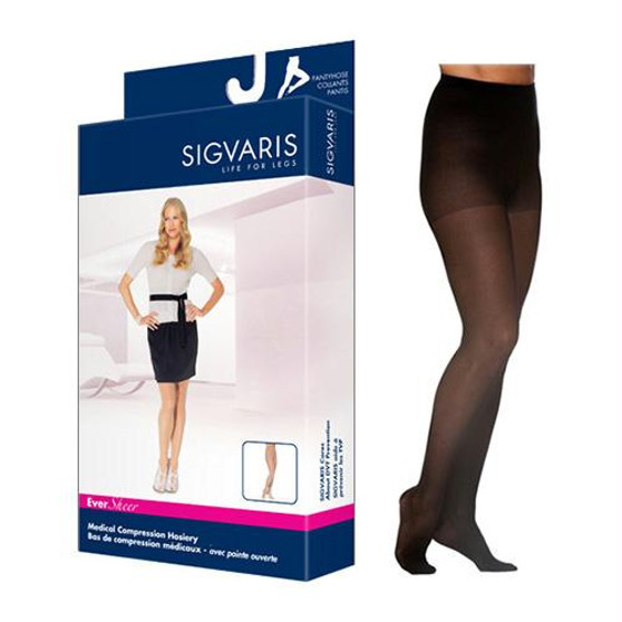 781p Style Sheer Pantyhose, 15-20mmhg, Women's, Large, Long, Black