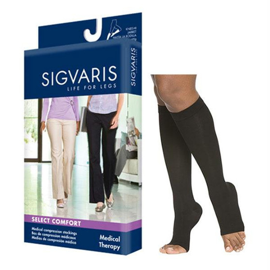 862c Essential Opaque Calf, 20-30mmhg, Open Toe, X-large, Short, Black