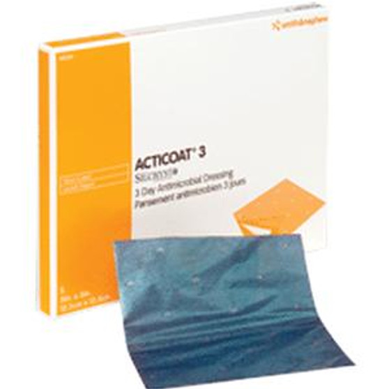 Acticoat Antimicrobial Barrier Burn Dressing With Nanocrystalline Silver 4" X 8"