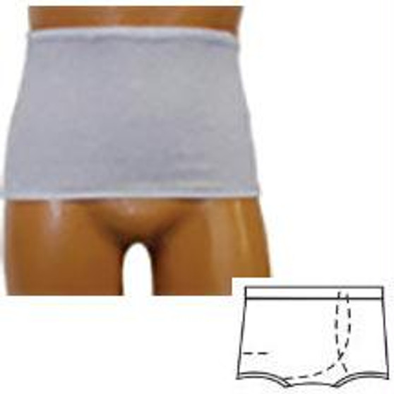 Men's Wrap/brief With Open Crotch And Built-in Ostomy Barrier/support Gray, Left-side Stoma, Small 32-34