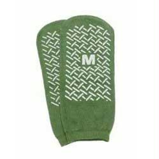 Single Tread Patient Safety Footwear With Terrycloth Exterior, 2x-large, Green