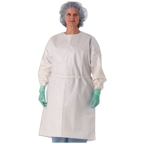 Isolation Gown, Poly-coated With Cuff, Impervious, Full Back, White, Universal