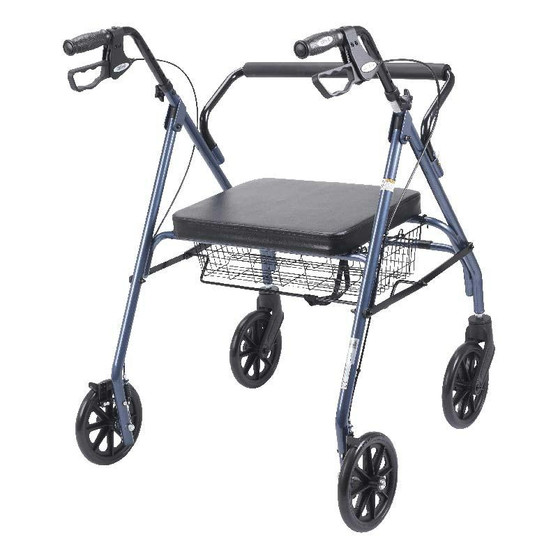 Go-lite Bariatric Steel Rollator, Padded Seat, Blue