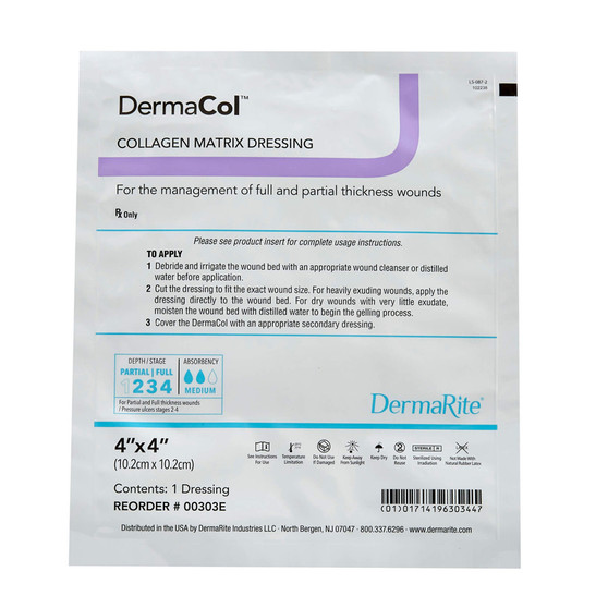 Dermacol Collagen Matrix Wound Dressing, 4" X 4"