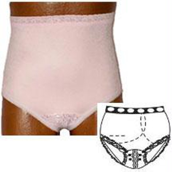 Options Split-lace Crotch With Built-in Barrier/support, Light Yellow, Left Side Stoma, Medium 6-7, Hips 37" - 41"