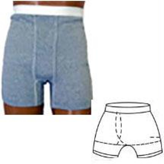 Options Men's Boxer Brief With Built-in Barrier/support, Gray, Right-side Stoma, Xx-large 48-50