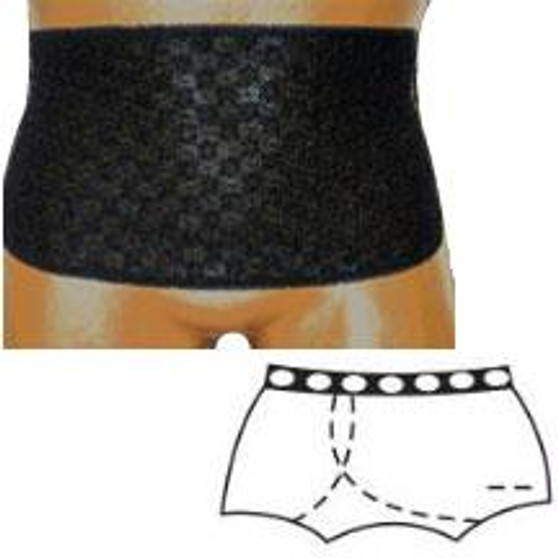 Options Open Crotch With Built-in Barrier/support, Black, Right-side Stoma, Medium 6-7, Hips 33" - 37"