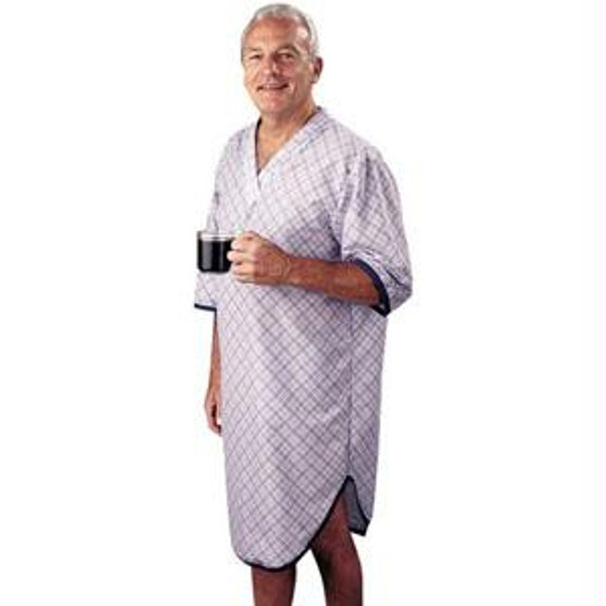 Sleepshirt Men's Patient Gown, Large/x-large, Blue Plaid