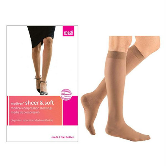 Mediven Sheer & Soft Calf, 30-40, Closed, Toffee, Size 3