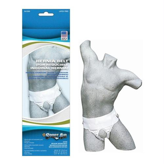 Sportaid Double Adjustable And Removable Hernia Truss, Men, White, Large