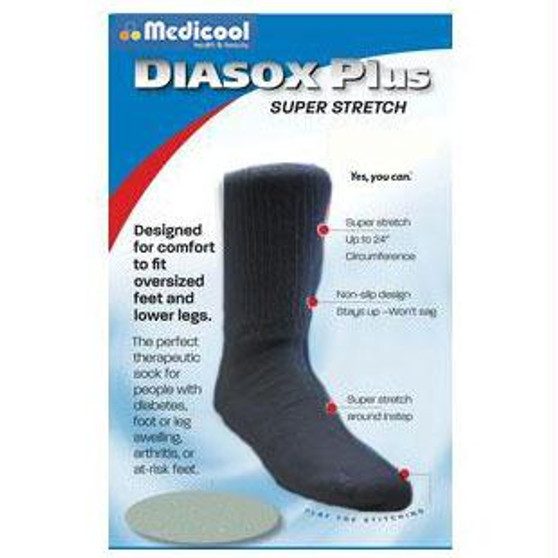 Diasox Plus Oversize Socks, X-large, Black
