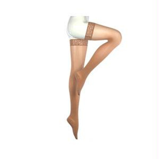 Mediven Sheer & Soft Thigh-high With Lace Silicone Band, 30-40 Mmhg, Closed Toe, Natural, Size 3
