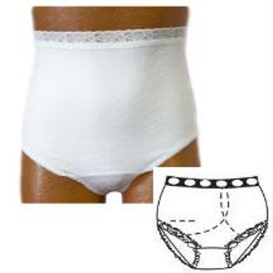 Options Ladies' Basic With Built-in Barrier/support, White, Left-side Stoma, Large 8-9, Hips 41" - 45"