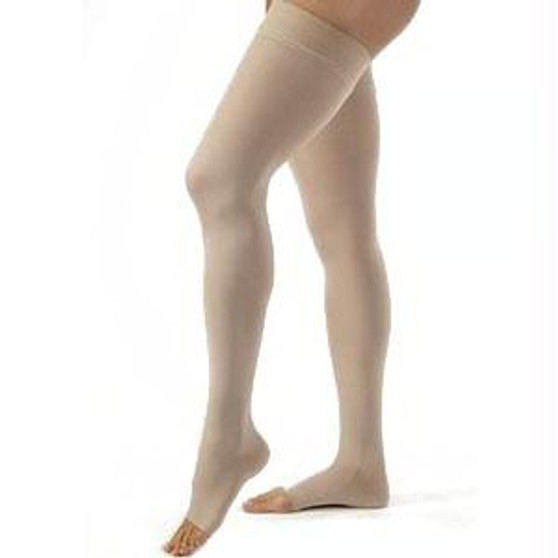 Opaque Thigh High, 20-30mm,open Toe,bge,xlarge