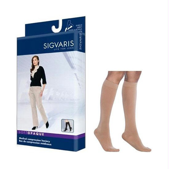 841c Style Soft Opaque Calf, 15-20mmhg, Women's, Medium, Long, Nude