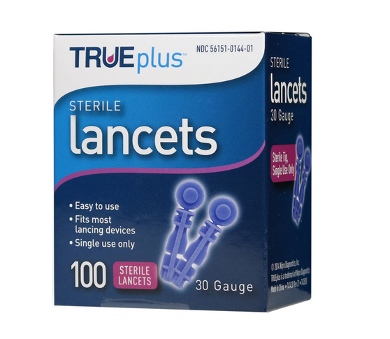 TRUEplus Universal Twist Top 30 Gauge Lancets - Box 100
