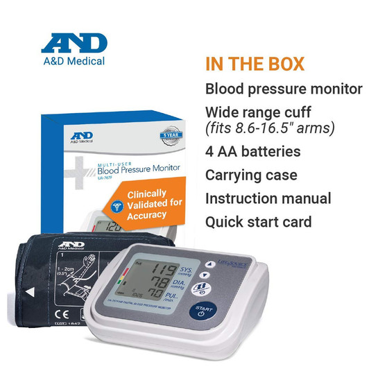 A&D Multi-user Upper Arm Automatic BP Monitor With Accufit Plus Wide Range Cuff