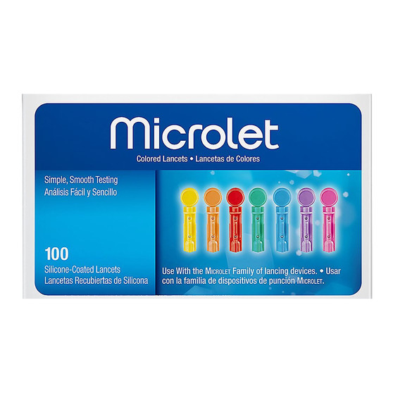 Ascensia Bayer Microlet colored Lancets 100 Ct. For Glucose Care