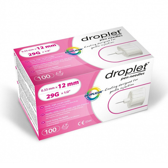 Droplet Pen Needle, 29G 12mm - 100 Ct