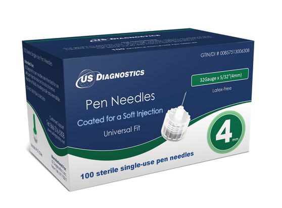 USD Pen Needles 32 Gauge x 5/32G (4mm) 300 Ct For Glucose Care