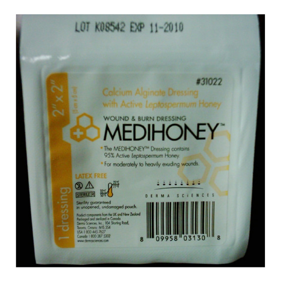 Medihoney Calcium Alginate Dressing 2" X 2" Box - 10 Ct