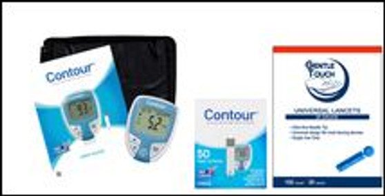 Ascensia Bayer Contour Meter [+] Contour 50 Test Strips, 30G Lancets For Glucose Care