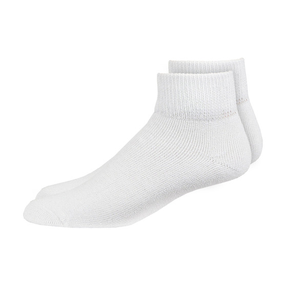 Overt Diabetic Cotton Blend Ankle Socks for Optimal Circulatory Flow, White 3 Pairs - Size 10-13 By Curative Diagnostics