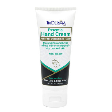 TriDerma Essential Hand Cream 2.2 oz tube – non-greasy, fragrance-free relief for overworked, extremely dry hands