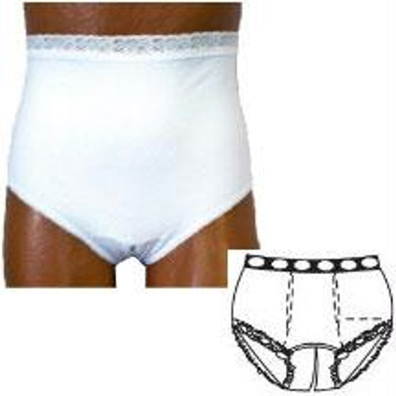 Options Split-cotton Crotch With Built-in Barrier/support, White, Dual Stoma, Medium 6-7, Hips 37" - 41"