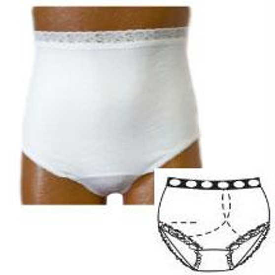 Options Ladies' Basic With Built-in Barrier/support, White, Left-side Stoma, X-large 10, Hips 45" - 47"