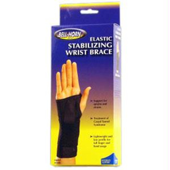 Bell-horn Elastic Stabilizing Right Wrist Brace, Small, 5-1/2" - 6-1/2" Wrist Circumference, Black