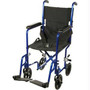 Aluminum Transport Chair, 19", Blue Frame, Black Upholstery, 300 Lb Weight Capacity