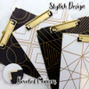 Clipboard w/Low Profile Clip Letter-Gold Geometric Designs