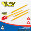 Pencil #2 Yellow-Triangular w/Sharpener (Wood) 4Pk