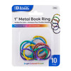 Book Rings 1" Metal/Assorted Colors 10Pk