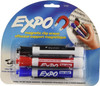 Dry Erase Markers w/Magnetic Eraser Assorted Colors/Chisel Tip EXPO 3Pk