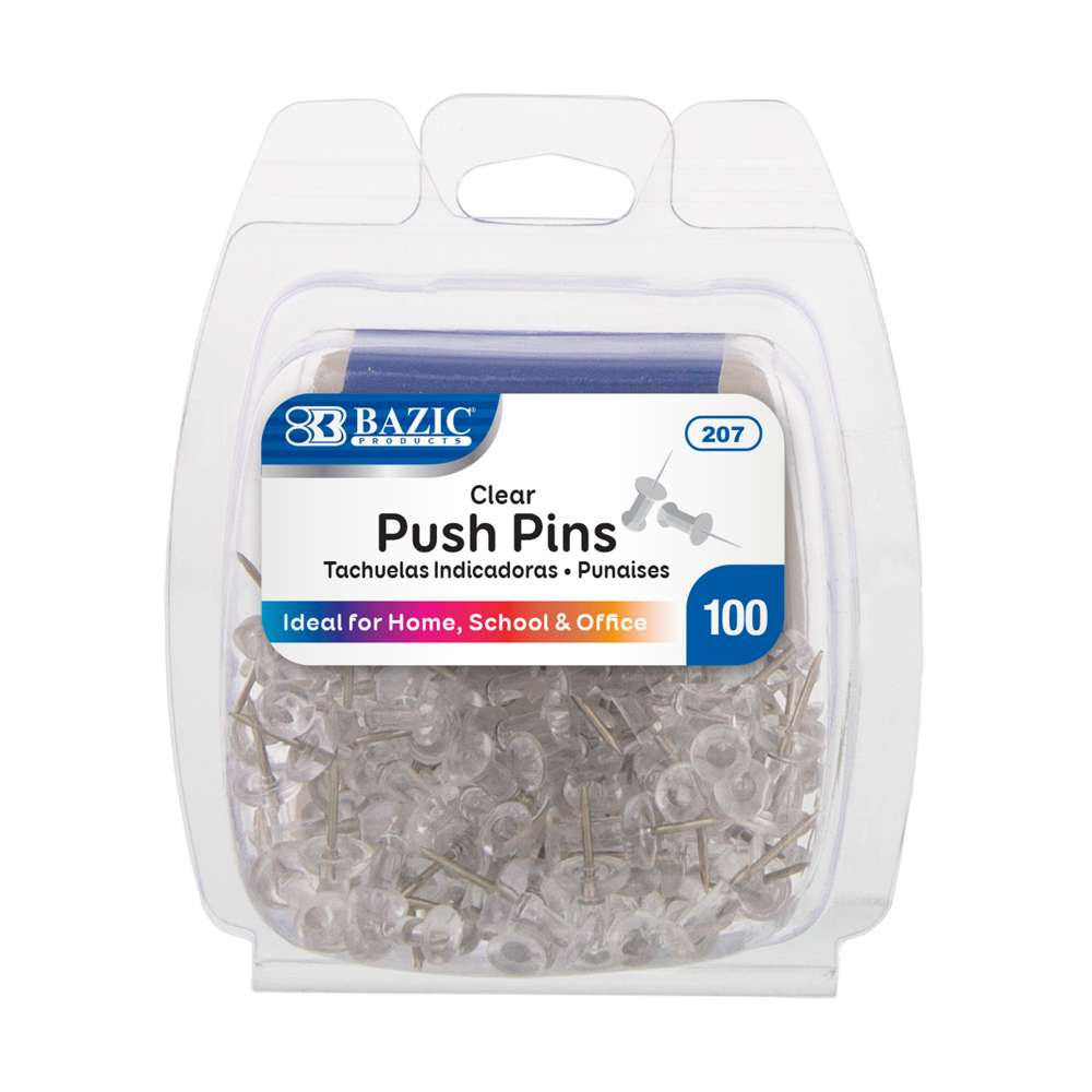 Skip Pin Push Pins Clear 100ct.