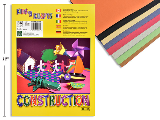 Construction Paper 9" x 12" 36 Sheets