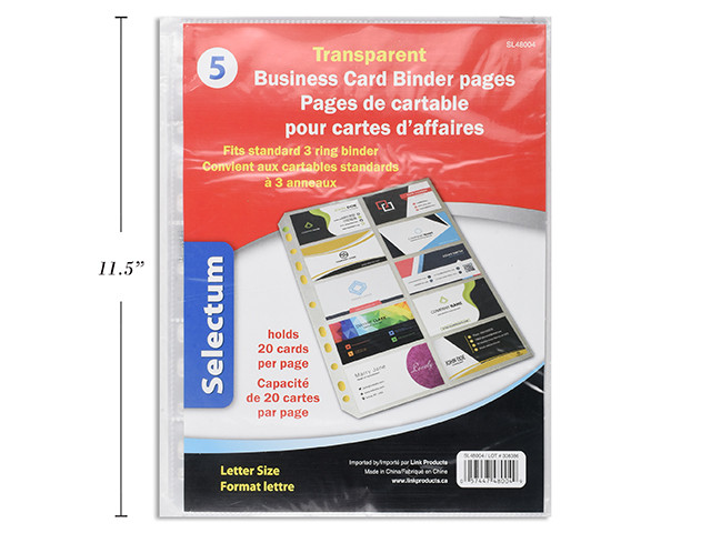 Business Card Binder Sheets 5ct.