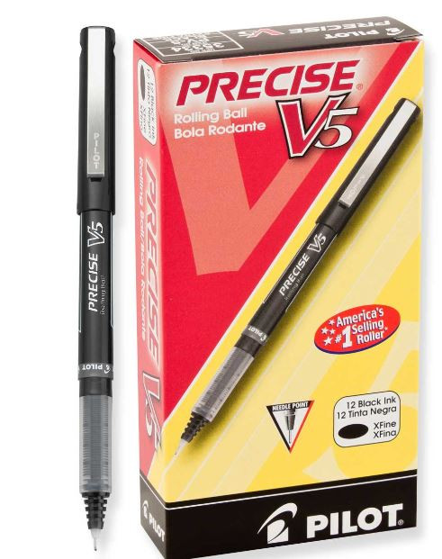 Pen Precise V5 Rolling Ball-Xtra Fine/Black (Dozen)