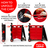 Utility Cart w/Lid (Red or Blue) Foldable 16" x 18" x 15"