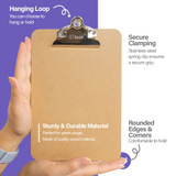 Clipboard w/Spring Clip Memo Size 6"x9"-Wood