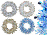 11in Xmas Chunky Iridescent Tinsel Wreath . 4 Asst: Silver / Champagne / Blue / Clear. Cht.
Country of origin: CN