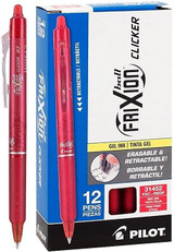 Pen Frixion Clicker-Erasable & Retractable Red/Fine (Dozen)