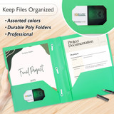 Portfolio-2 Pockets/3 Fasteners Assorted Colors-Plastic
