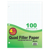 Graph Filler Paper-100 Sheets  (4 to 1" Quad/Ruled)