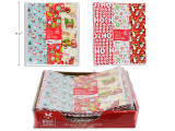 Wrap-3 Sheets 11 Sq.Ft. Xmas Flat  2 Assortments: 3 Asst. Styles per Assortment Step-Folded. 50/Dsp., MOQ:25