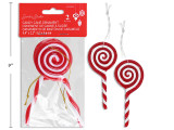 Ornament-Candy Cane 2pk 4.9in x 2.2in  Pbh., MOQ:24