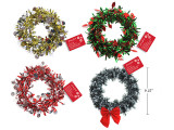 Wreath 9.25in Dia. Xmas Tinsel 4 Asst.Styles, Cht, MOQ:24