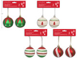 Ornaments-Balls 2pk 60mm Xmas Glitter Candy Cane  4 Asst.Styles. h/c., MOQ:24
